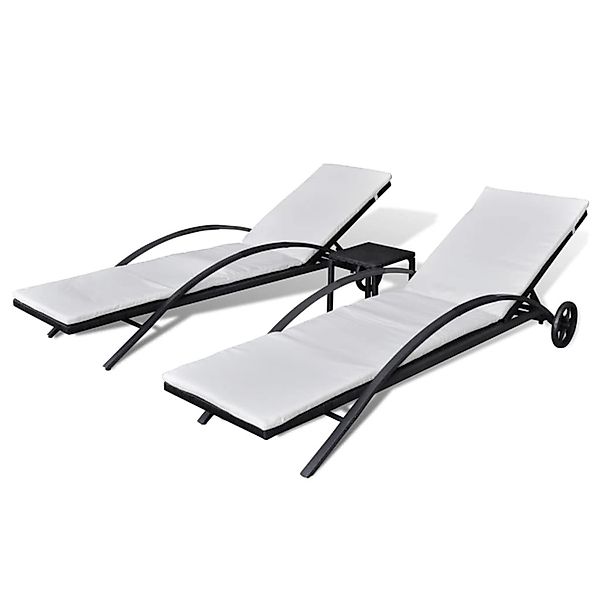 furnicato Sonnenliegen mit Tisch Poly Rattan Schwarz günstig online kaufen
