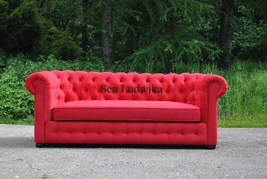 JVmoebel Chesterfield-Sofa Rote Chesterfield 3-er Couch luxus Sofa Dreisitz günstig online kaufen