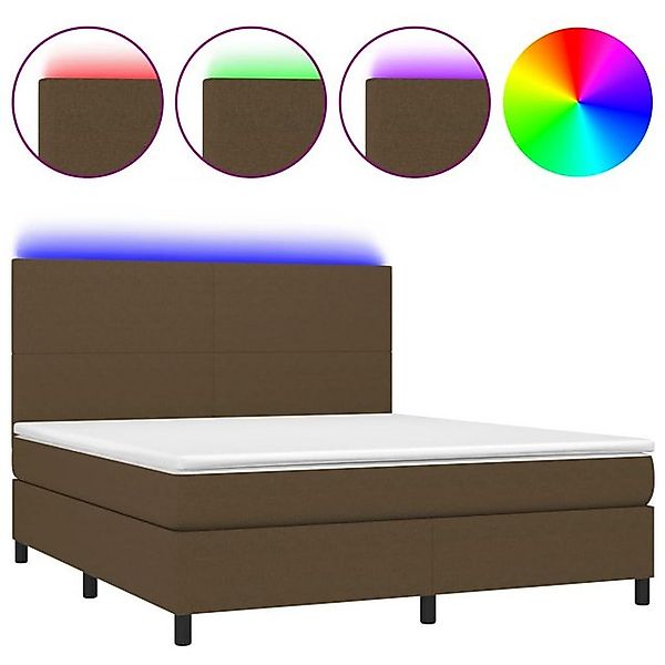 vidaXL Boxspringbett, Boxspringbett mit Matratze & LED Dunkelbraun 160x200 günstig online kaufen