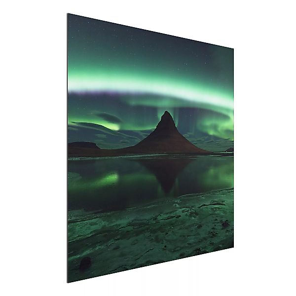 Alu-Dibond Bild Natur & Landschaft - Quadrat Polarlicht in Island günstig online kaufen