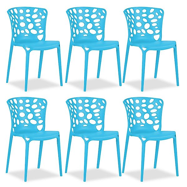 Homestyle4u Gartenstuhl 6er Set in Blau 2458 günstig online kaufen