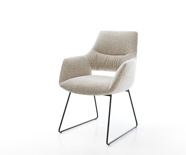 Esszimmerstuhl Yago-Flex mit Armlehnen Webstoff Soft Beige Kufengestell Sch günstig online kaufen