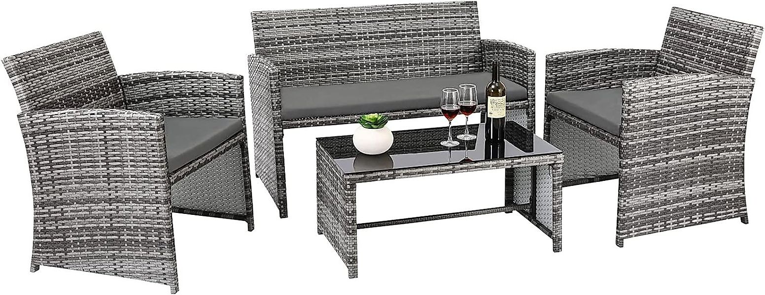 TLGREEN Gartenlounge-Set 4-teiliges Rattan Gartenmöbel Set,für günstig online kaufen