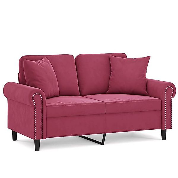 vidaXL Sofa, 2-Sitzer-Sofa mit Zierkissen Weinrot 120 cm Samt günstig online kaufen