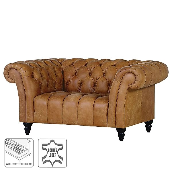 home24 Naturoo Sessel Boyce Cognac Echtleder 155x73x103 cm (BxHxT) günstig online kaufen