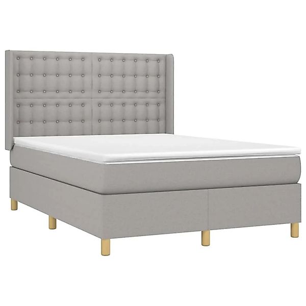 vidaXL Boxspringbett mit Matratze & LED Hellgrau 140x190 cm Stoff 3139189 günstig online kaufen