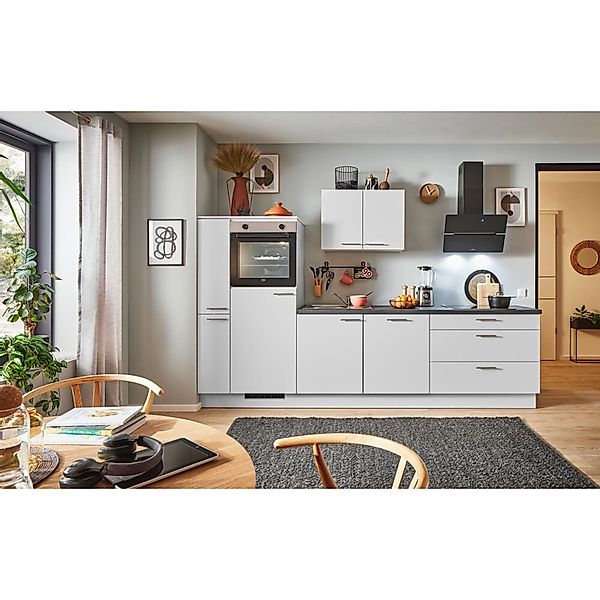 pino Küchenzeile 290 cm Lichtgrau Anschlag,inks 1 Geräte-. 1 Seitenschrank günstig online kaufen