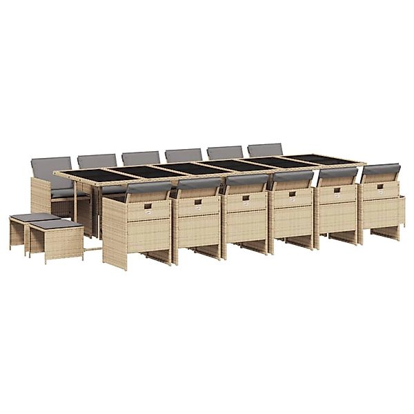 vidaXL 17-Tlg Garten-Essgruppe mit Kissen Beigemischung Poly Rattan 3210648 günstig online kaufen