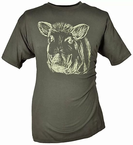 Hubertus® Hunting T-Shirt Jagd-T-Shirt Herren mit Motiv "Keilerkopf" oliv & günstig online kaufen