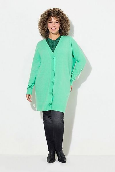 Ulla Popken Strickjacke Strickjacke Boxy-Schnitt V-Ausschnitt Knopfleiste günstig online kaufen