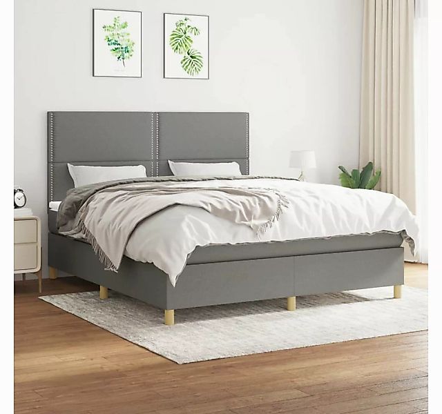 vidaXL Boxspringbett Boxspringbett mit Matratze Dunkelgrau 160x200 cm Stoff günstig online kaufen