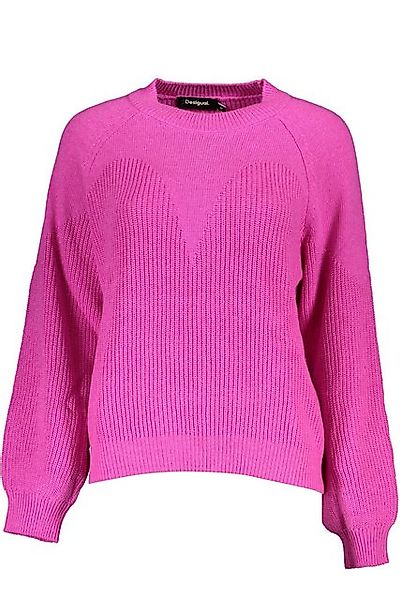 Desigual Strickpullover Rosa Damenpullover mit hohem Kragen und Kontrastdet günstig online kaufen