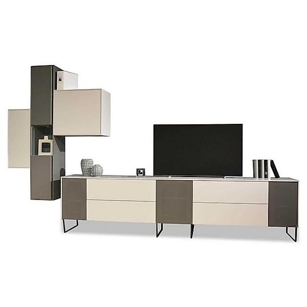 WK WOHNEN Anbauschrank Wohnwand 419 Intono Glattlack Steingrau Rahmenfüße S günstig online kaufen