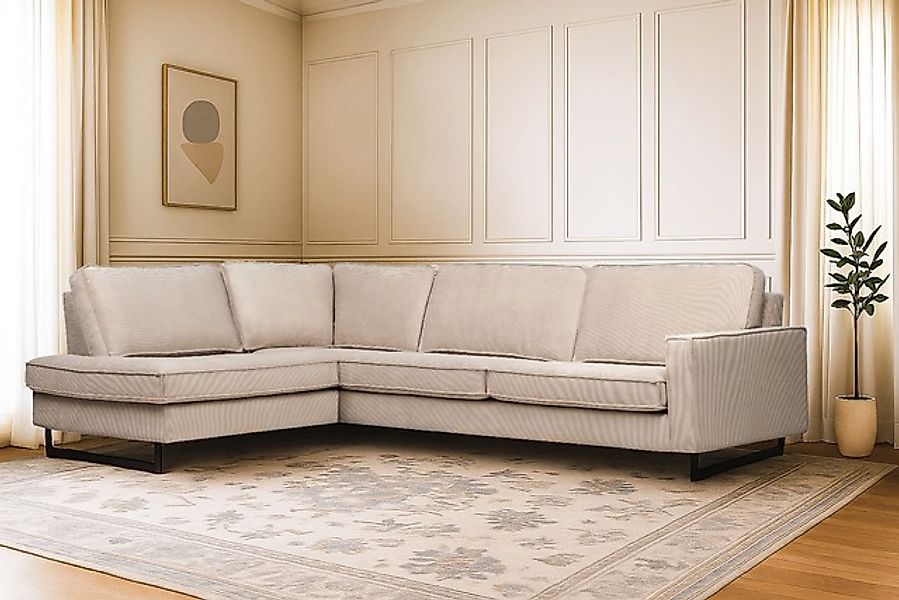 Home affaire Ecksofa »Pinto, 290 cm, Cord, Chenille, Lederoptik, Ottomane l günstig online kaufen