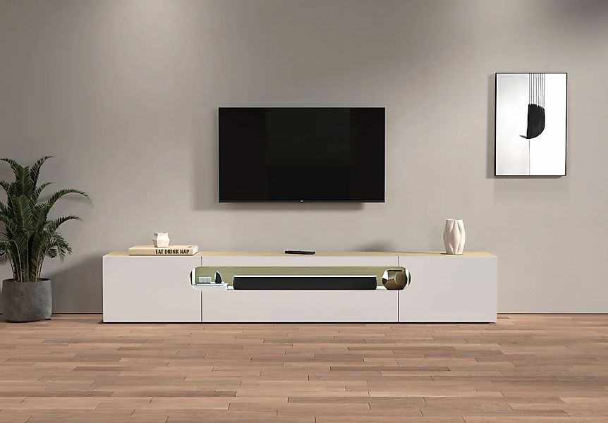 Home affaire Lowboard "REAL TV-Möbel, 240 cm breit, 40/60 cm hoch, Hochglan günstig online kaufen