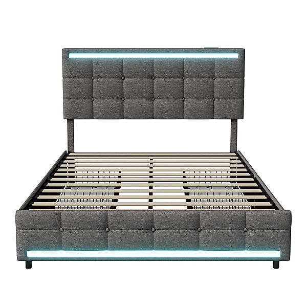 PXloue Polsterbett LED Doppelbett, mit USB-Laden günstig online kaufen