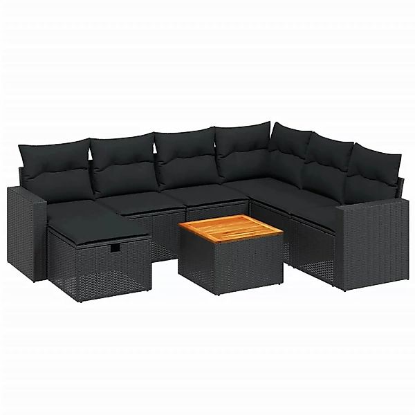 vidaXL 8-tlg Garten-Sofagarnitur mit Kissen Schwarz Poly Rattan Modell 192 günstig online kaufen