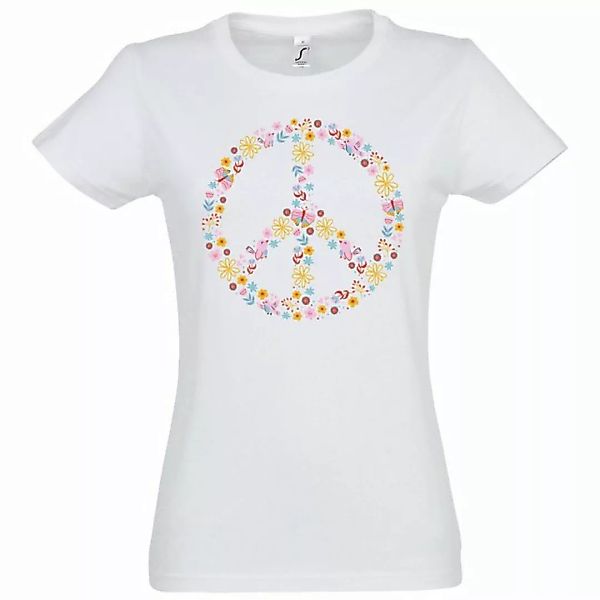 Youth Designz T-Shirt Peace Flowers Damen Shirt mit Trendigem Retro Look günstig online kaufen