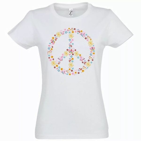 Youth Designz T-Shirt Peace Flowers Damen Shirt mit Trendigem Retro Look günstig online kaufen