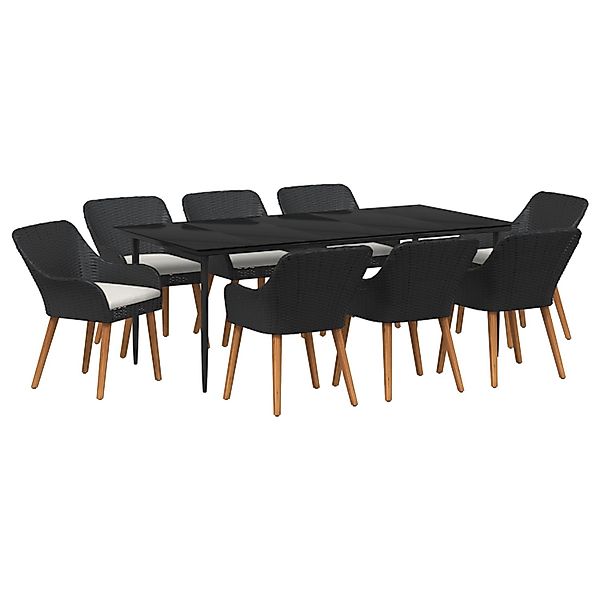 vidaXL 9-Teiliges Garten Esstisch Set Schwarzes Poly-Rattan 3261669 günstig online kaufen