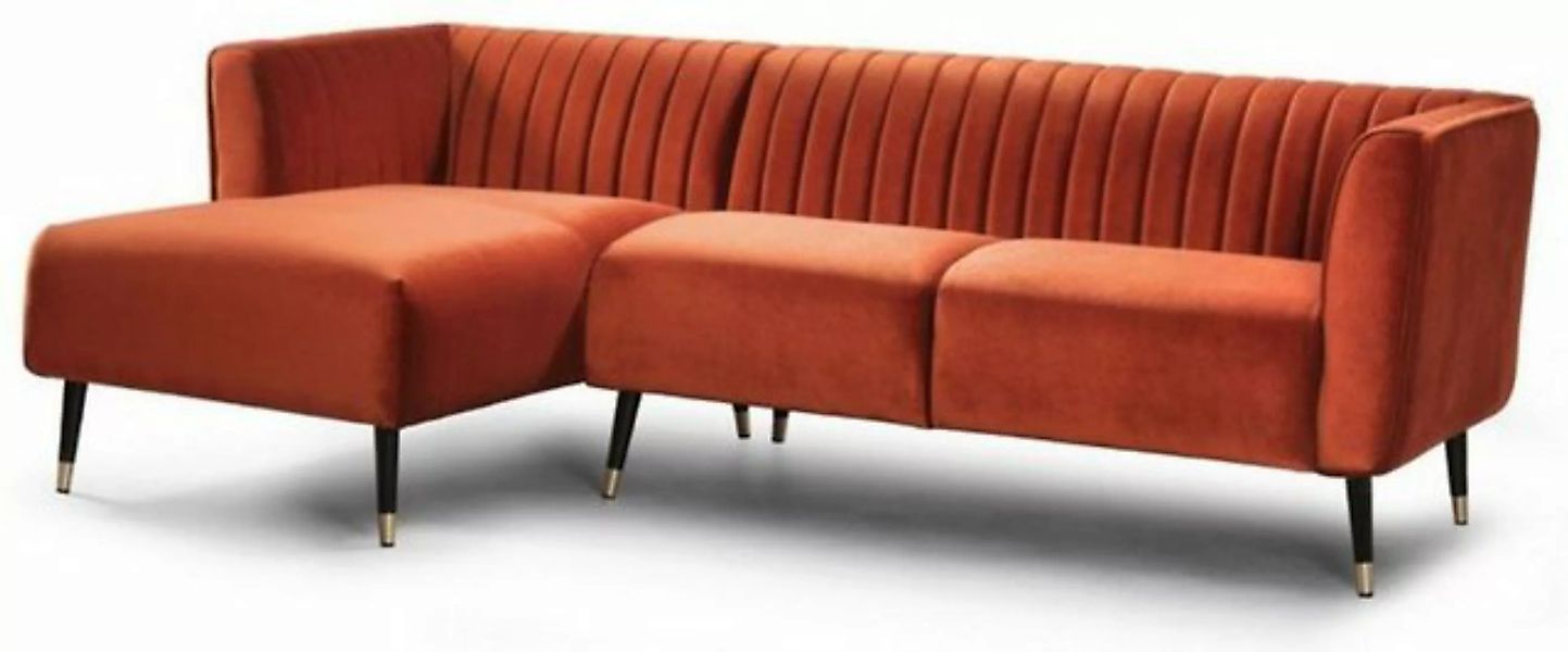 Casa Padrino Ecksofa Luxus Ecksofa Orange / Schwarz / Messingfarben 250 x 1 günstig online kaufen