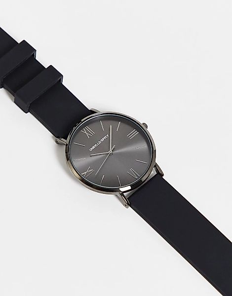 ASOS DESIGN – Klassische Uhr mit Zifferblatt in Graphitgrau und Silikonarmb günstig online kaufen