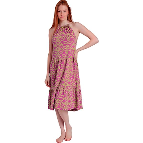 Admas  Kleider Halblanges rückenfreies Sommerkleid Pink And Green günstig online kaufen
