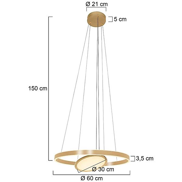 LED-Hängeleuchte Ringlux 3-flammig Ø 60 cm gold günstig online kaufen