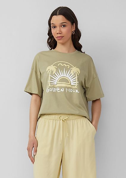 QS Kurzarmshirt Baumwollshirt mit Frontprint günstig online kaufen