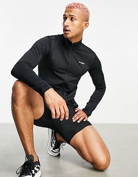 adidas – Terrex – Fleece-Sweatjacke mit Reißverschluss in Schwarz günstig online kaufen