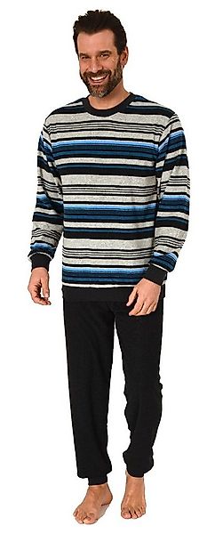 Normann Pyjama Herren Frottee Schlafanzug langarm mit Bündchen in gestreift günstig online kaufen
