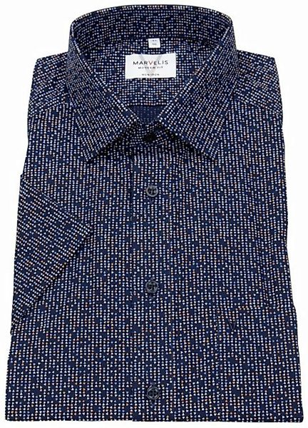 MARVELIS Kurzarmhemd Modern Fit leicht tailliert bügelfrei Kentkragen günstig online kaufen