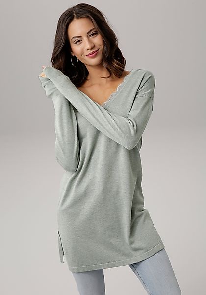 Laura Scott Strickpullover mit Spitzen am günstig online kaufen
