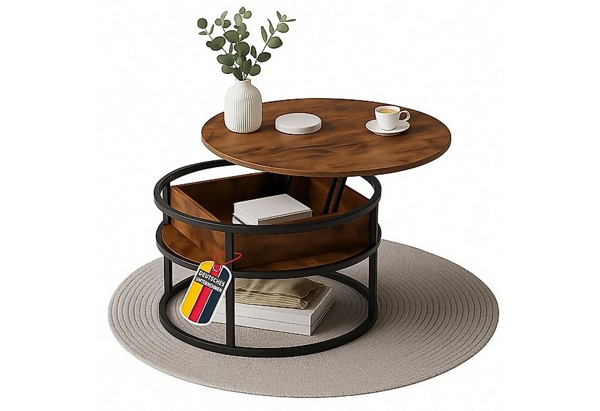 Coemo Wohnzimmertisch SWING, Braun Couchtisch Metallgestell schwingbare Tis günstig online kaufen