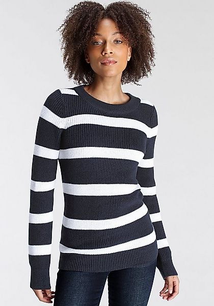 Arizona Rundhalspullover aus Grobstrick im Streifendesign günstig online kaufen