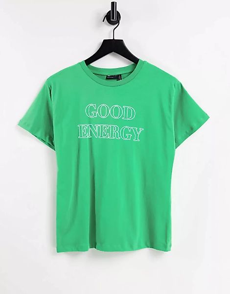 ASOS DESIGN – T-Shirt in Hellgrün mit "Good Energy"- Print günstig online kaufen