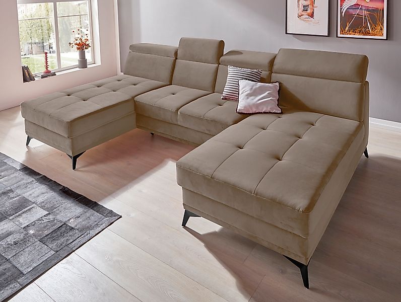 Home affaire Wohnlandschaft »Cardiz U-Form« inkl.Kopfteilverstellung und Fe günstig online kaufen