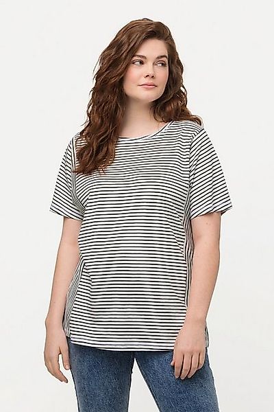 Ulla Popken T-Shirt T-Shirt Streifenmix Rundhals günstig online kaufen