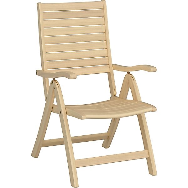 Klappstuhl Canston Holz mit Armlehnen verstellbar Natur günstig online kaufen