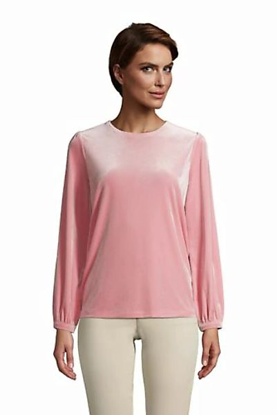 Samtshirt mit gerafften Ärmeln, Damen, Größe: L Normal, Pink, Polyester-Mis günstig online kaufen