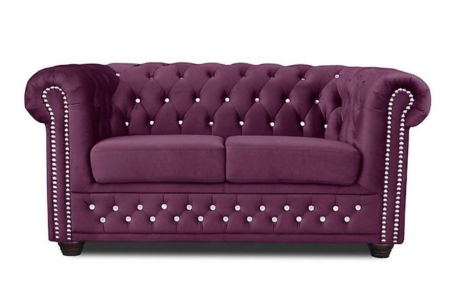 Xlmoebel Sofa Zweiersofa aus lila Stoff mit Chesterfield-Design, Hergestell günstig online kaufen