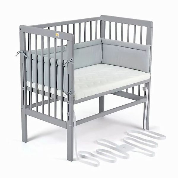 FabiMax Beistellbett Babybett Boxspring grau, 90 x 55 cm Liegefläche, aus B günstig online kaufen