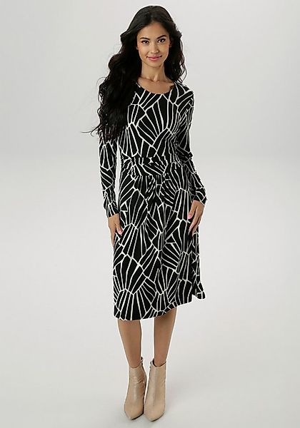 Aniston SELECTED Jerseykleid im grafischen Musterdessin und gerafftem Taill günstig online kaufen