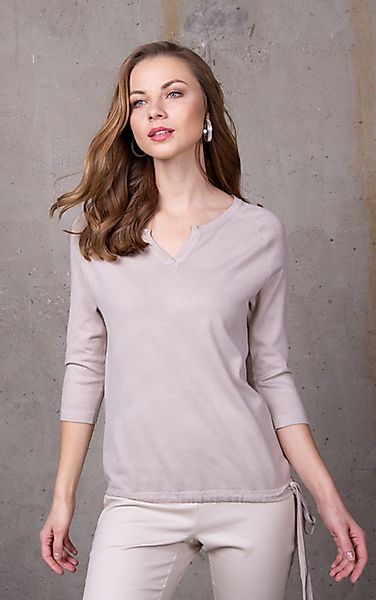 Passioni 3/4-Arm-Shirt mit kleinem V Ausschnitt günstig online kaufen
