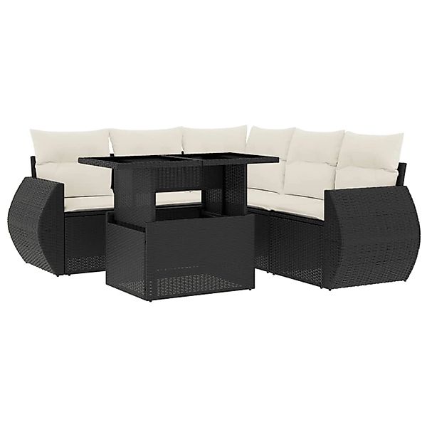 vidaXL 6-Tlg Garten-Sofagarnitur mit Kissen Schwarz Poly Rattan 3268526 günstig online kaufen