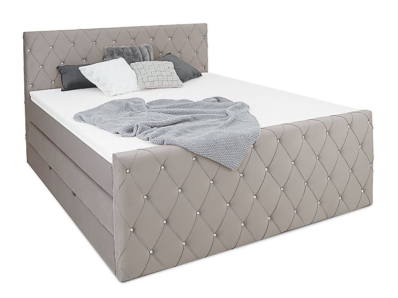wonello Boxspringbett Dubai, Samt, mit Kristallen, Bettkasten und Premium K günstig online kaufen
