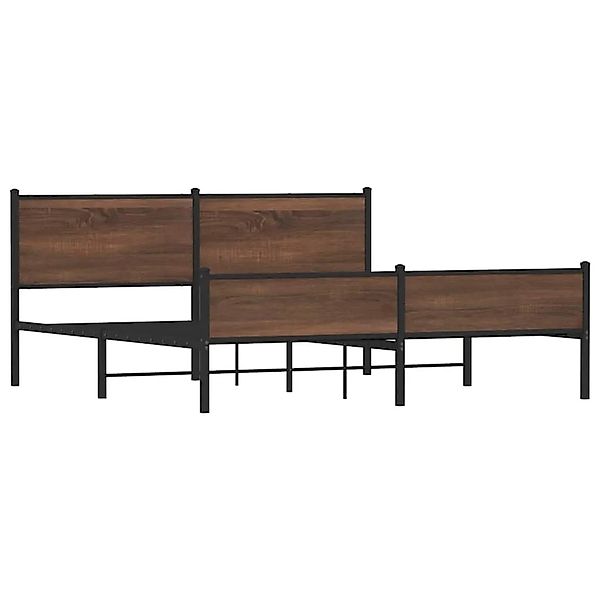 vidaXL Metallbett ohne Matratze Braun Eichen-Optik 160x200 cm 3301414 günstig online kaufen
