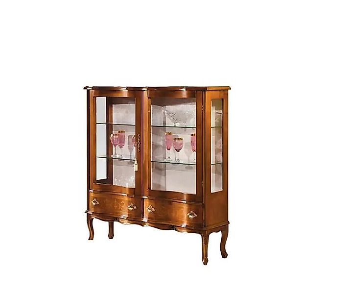 Xlmoebel Vitrine Exklusive braune Holzvitrine aus Glas - Luxuriöses (Vitrin günstig online kaufen