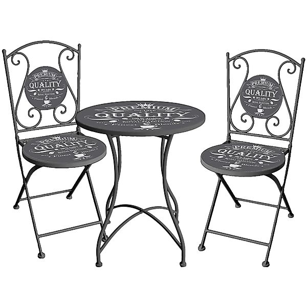 Garden Pleasure Bistro-Set Royal 3-teilg Dunkelgrau günstig online kaufen