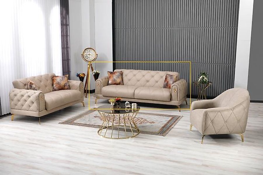 3-Sitzer inkl. Zierkissen ca. 228x83x91 cm Cappuccino günstig online kaufen